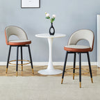 Swivel Bar Stool Set of 2 – 360° Rotating PU Leather Counter Stools, Brown & Gray, Ergonomic Design for Kitchen & Bar