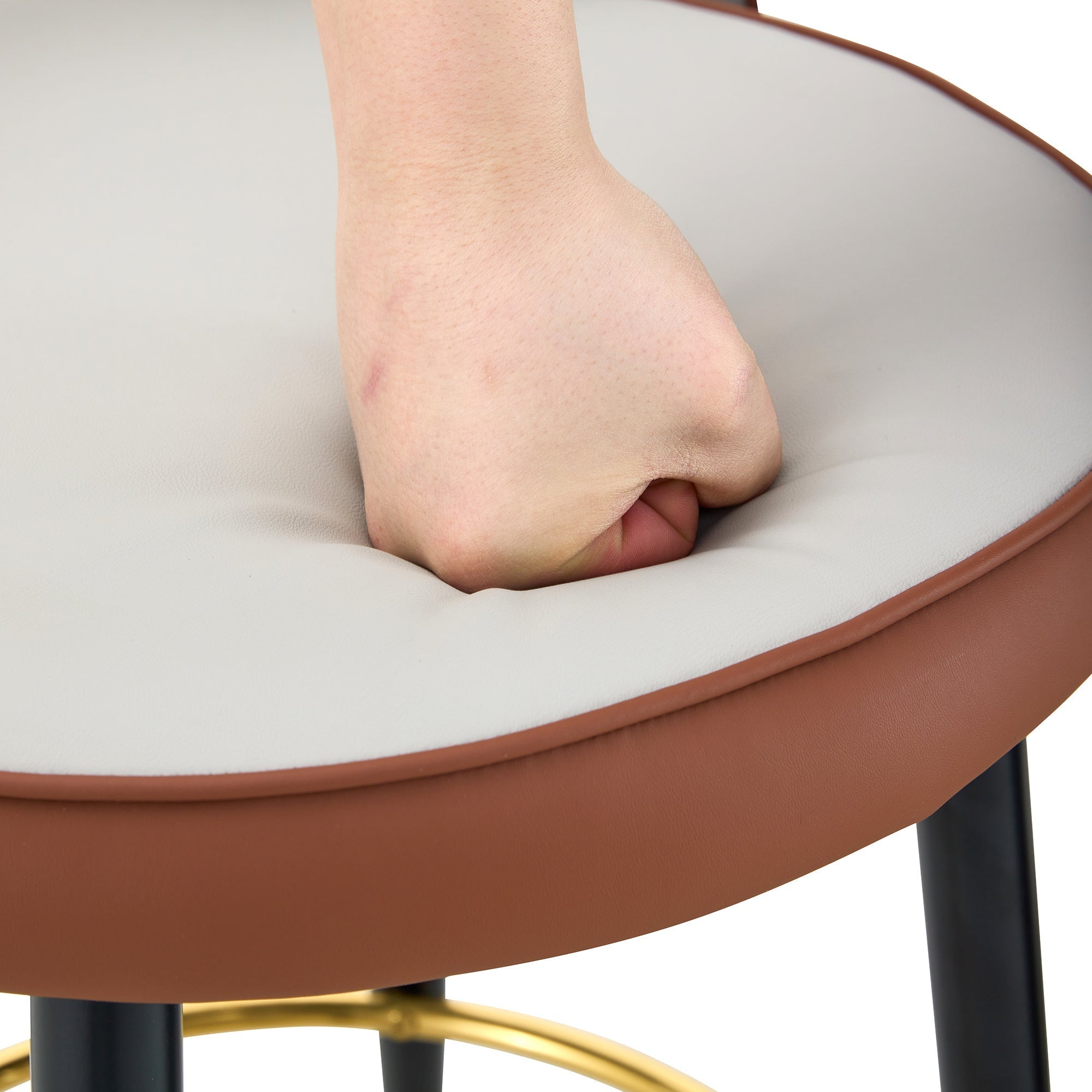 Swivel Bar Stool Set of 2 – 360° Rotating PU Leather Counter Stools, Brown & Gray, Ergonomic Design for Kitchen & Bar