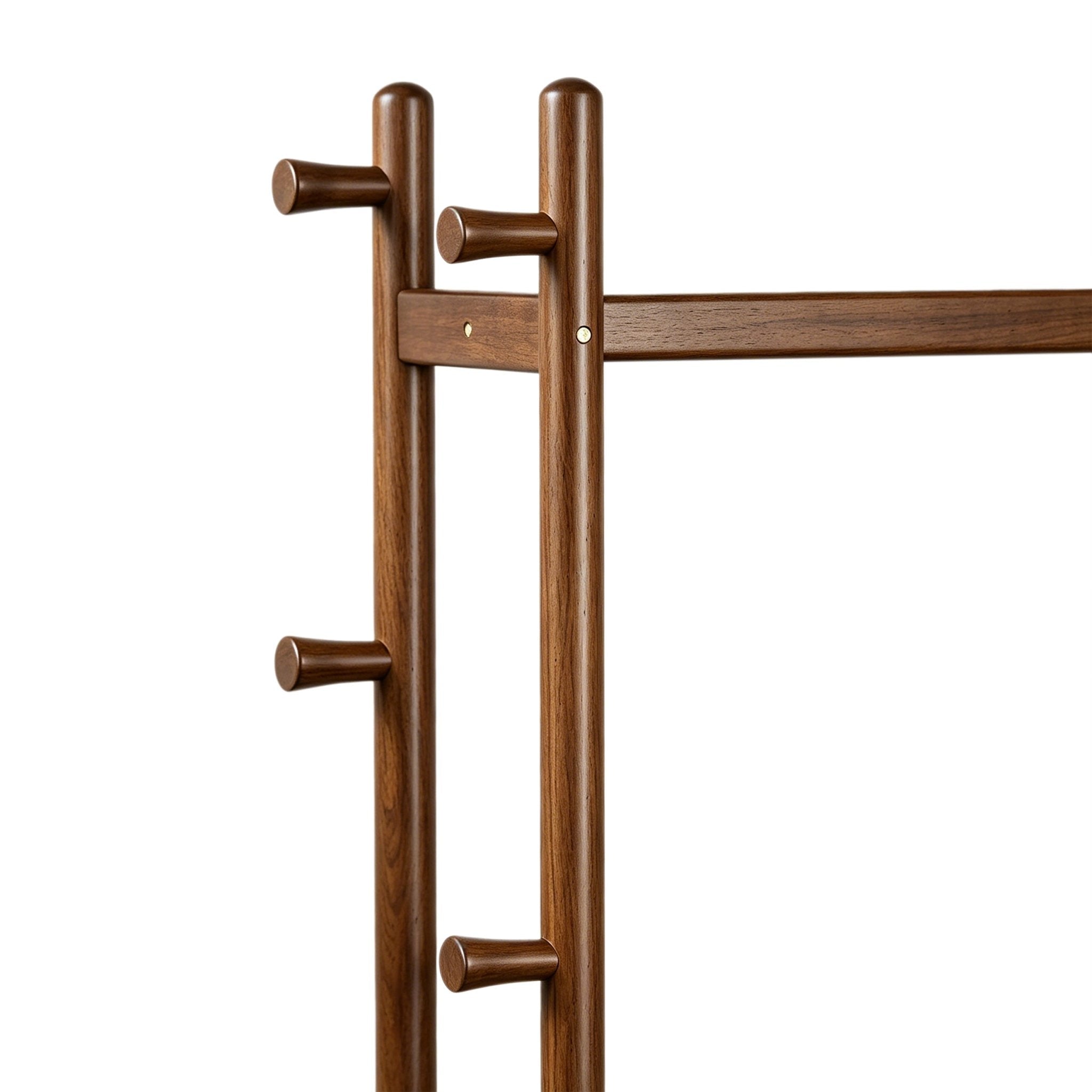 TAITIY Solid Wood Rack on Wheels, 2 Shelves & 5 Hooks