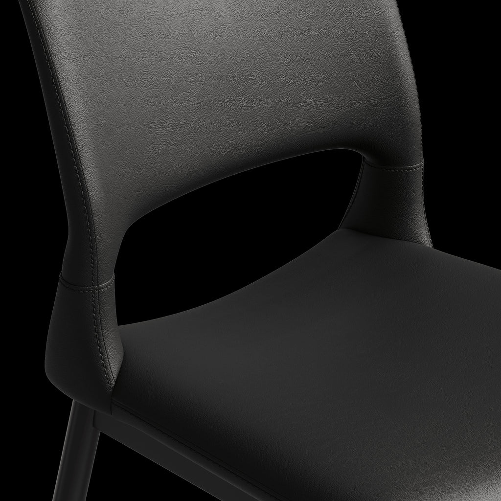 Dining Chair Set of 2 – PU Leather Upholstered Chairs with Iron Frame, Modern Minimalist Design for Kitchen & Dining Room