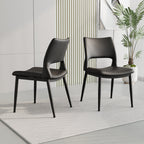 Dining Chair Set of 2 – PU Leather Upholstered Chairs with Iron Frame, Modern Minimalist Design for Kitchen & Dining Room