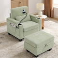Recliner Sofa Chair with Storage Ottoman — Cyan