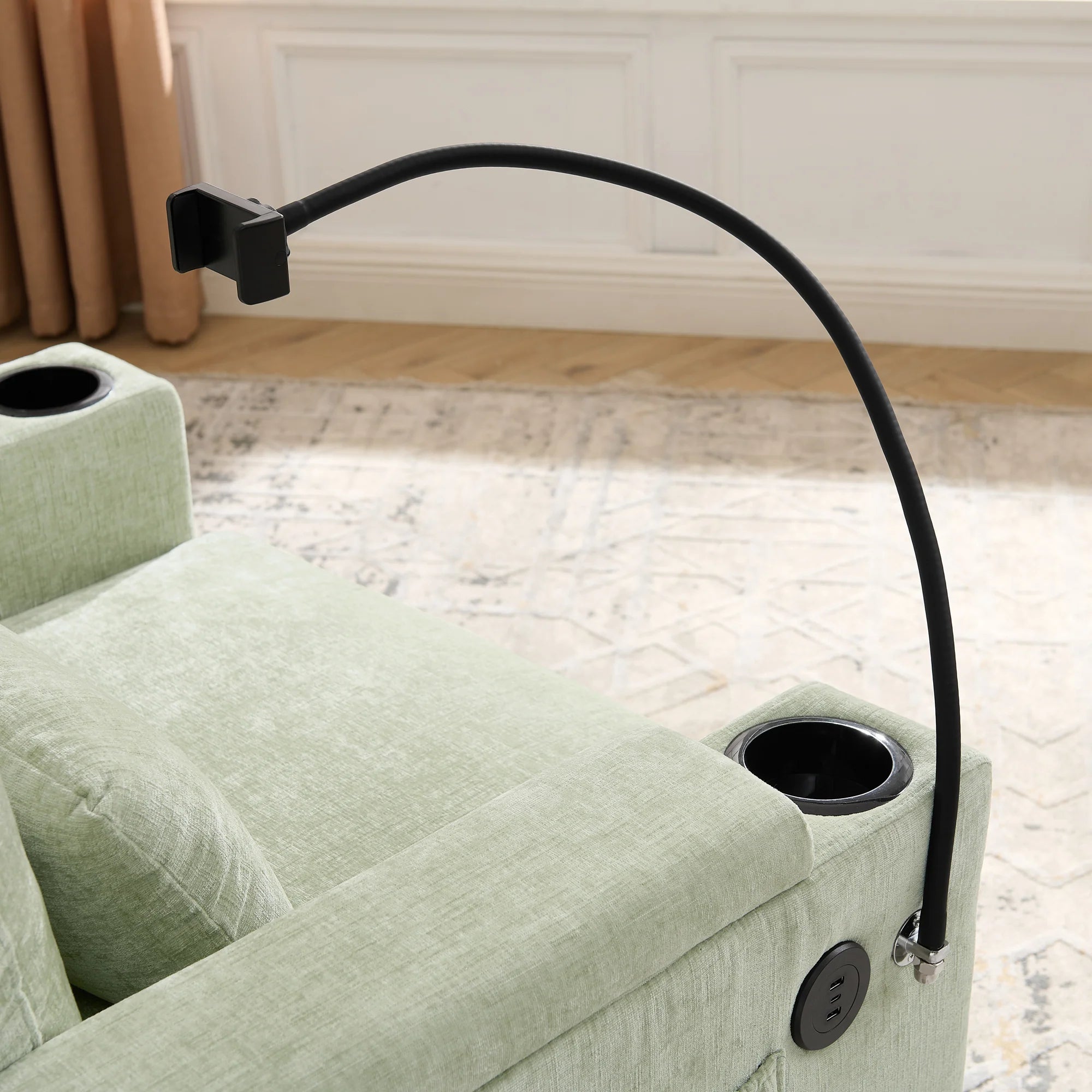 Recliner Sofa Chair with Storage Ottoman — Cyan