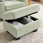 Recliner Sofa Chair with Storage Ottoman — Cyan