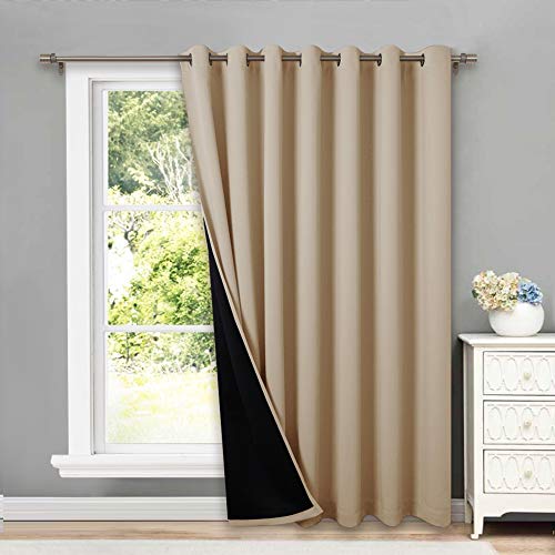 Natural 100% Blackout Linen Curtains 84 inch Long Burg for Living Room