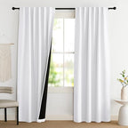 Natural 100% Blackout Linen Curtains 84 inch Long Burg for Living Room