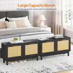 Rattan Shoe Storage Bench with Double Flip Drawers | Holds 300 lbs | Narrow Entryway Organizer