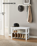 Bamboo Shoe Rack Bench, 3-Tier Entryway Shoe Storage Organizer with Seat | Holds 286 lbs | 35.4" Wide