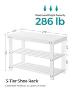 Bamboo Shoe Rack Bench, 3-Tier Entryway Shoe Storage Organizer with Seat | Holds 286 lbs | 35.4" Wide