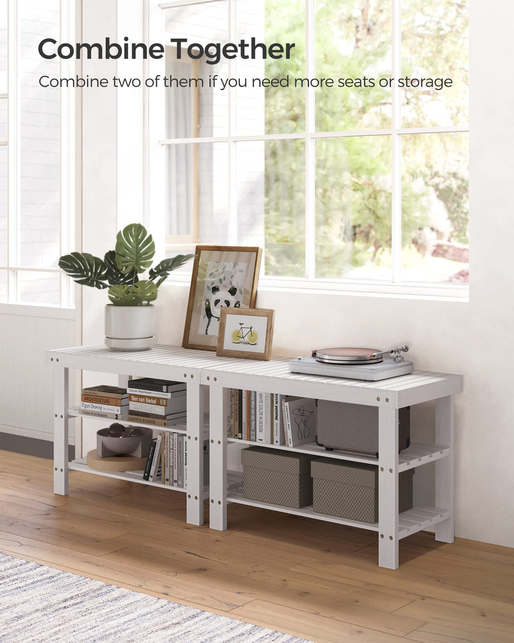 Bamboo Shoe Rack Bench, 3-Tier Entryway Shoe Storage Organizer with Seat | Holds 286 lbs | 35.4" Wide