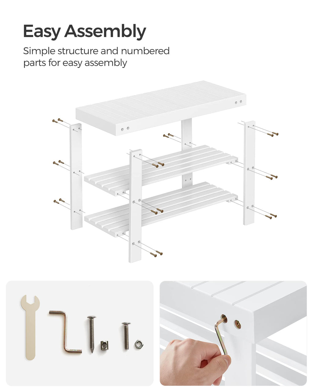 Bamboo Shoe Rack Bench, 3-Tier Entryway Shoe Storage Organizer with Seat | Holds 286 lbs | 35.4" Wide