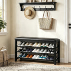 Entryway Solid Wood Shoe Storage Bench Multi-tier Shoe Rack White