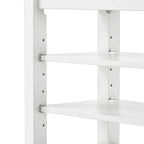 Entryway Solid Wood Shoe Storage Bench Multi-tier Shoe Rack White