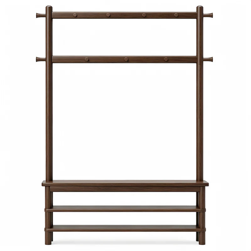 Hall Tree with Shoe Bench — 11 Hooks