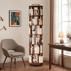 Rotating Bookshelf — Solid Wood, 6-Tier 360°