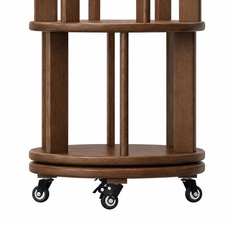Rotating Bookshelf — Solid Wood, 6-Tier 360°