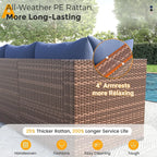 8-Piece Outdoor Sectional Sofa Set with Fire Pit Table — All-Weather PE Wicker Patio Conversation Set