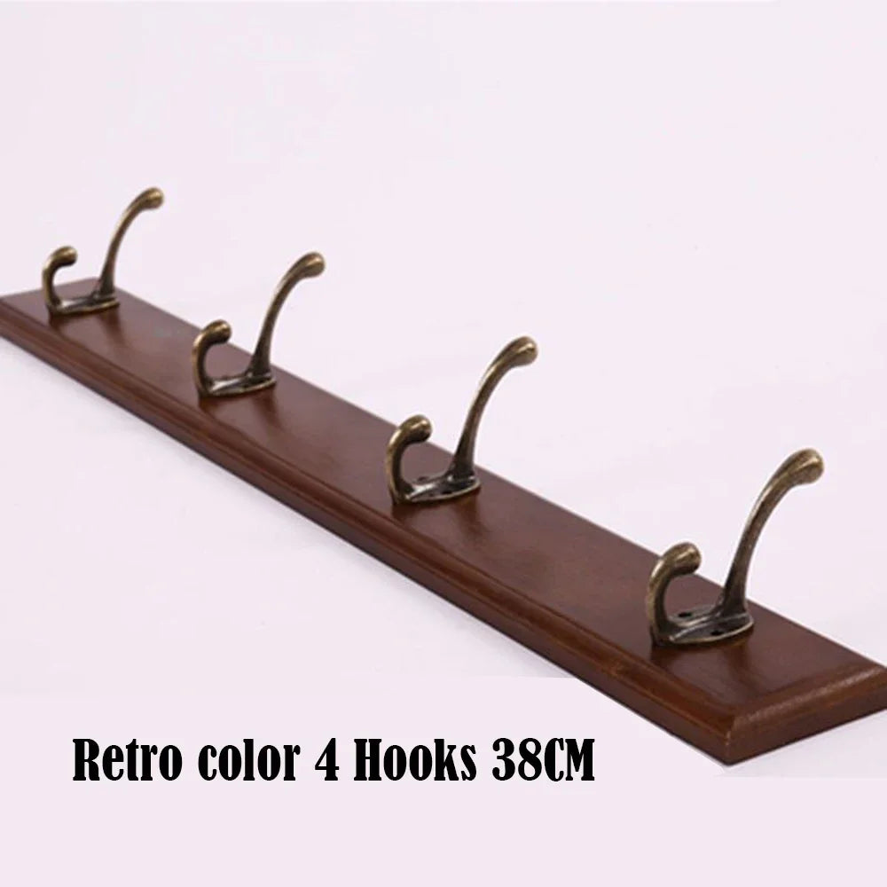 Wall Mounted Solid Wood Coat Rack | Pine Hallway Organizer with Multi-Row Hooks