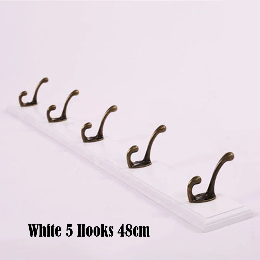 Wall Mounted Solid Wood Coat Rack | Pine Hallway Organizer with Multi-Row Hooks