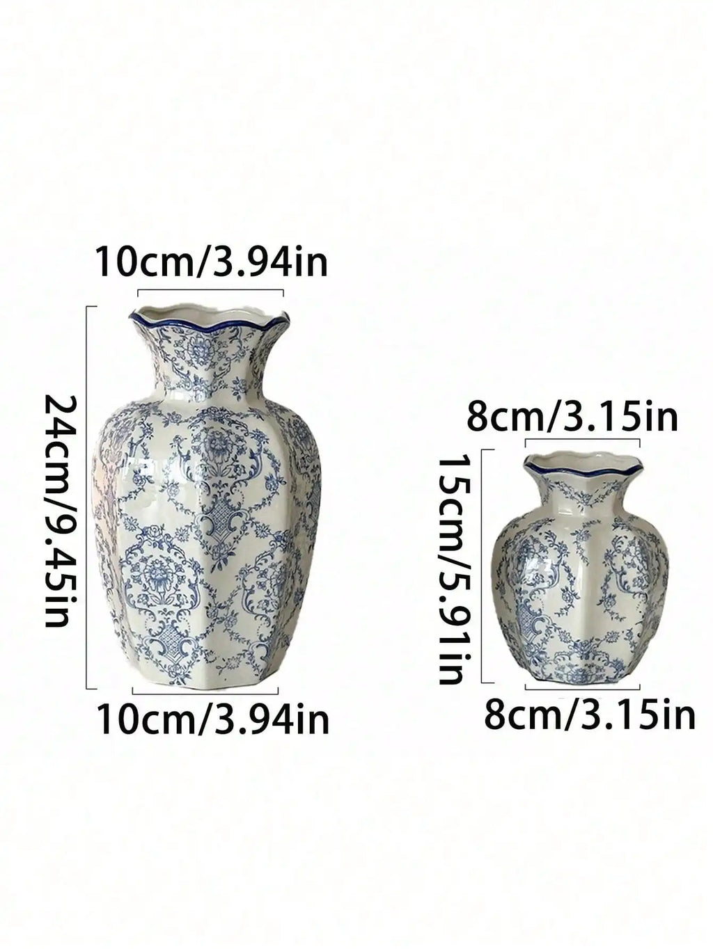 1 Pc Blue & White Porcelain Vase, New Chinese Retro Flower Vase, Living Room, Entrance, Office Floral Decor, Atmosphere Photogra