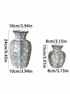 1 Pc Blue & White Porcelain Vase, New Chinese Retro Flower Vase, Living Room, Entrance, Office Floral Decor, Atmosphere Photogra