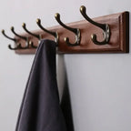 Wall Mounted Solid Wood Coat Rack | Pine Hallway Organizer with Multi-Row Hooks