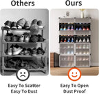 12-Compartment Modular Shoe Cabinet | Stackable DIY Organizer with Plastic Doors — Black