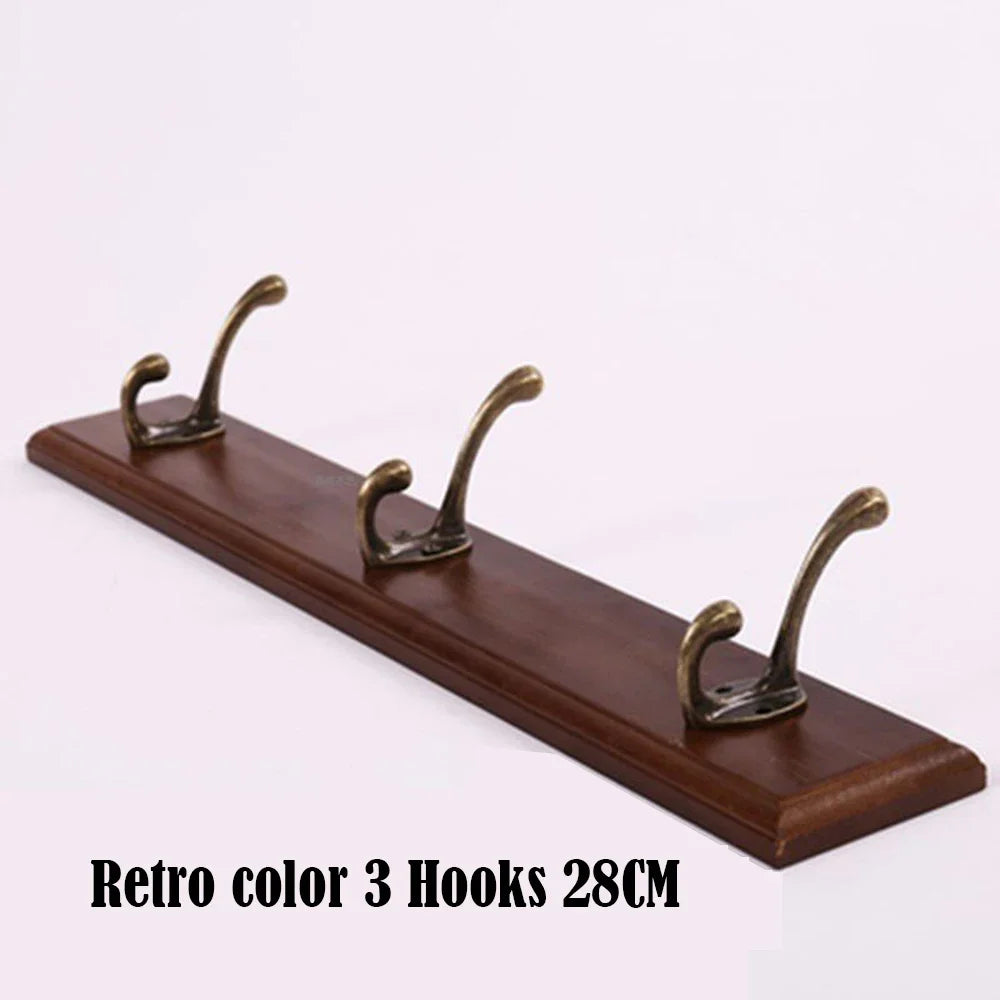 Wall Mounted Solid Wood Coat Rack | Pine Hallway Organizer with Multi-Row Hooks