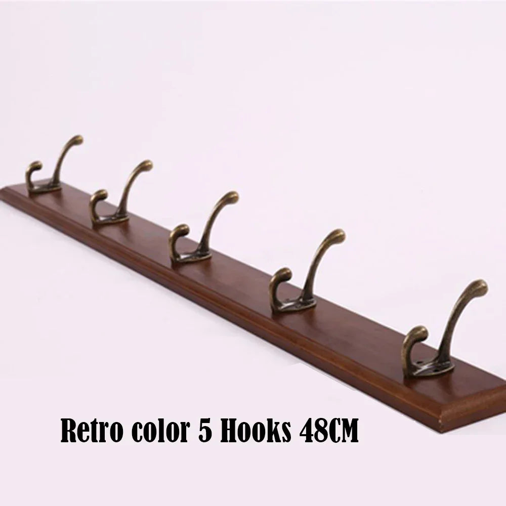 Wall Mounted Solid Wood Coat Rack | Pine Hallway Organizer with Multi-Row Hooks