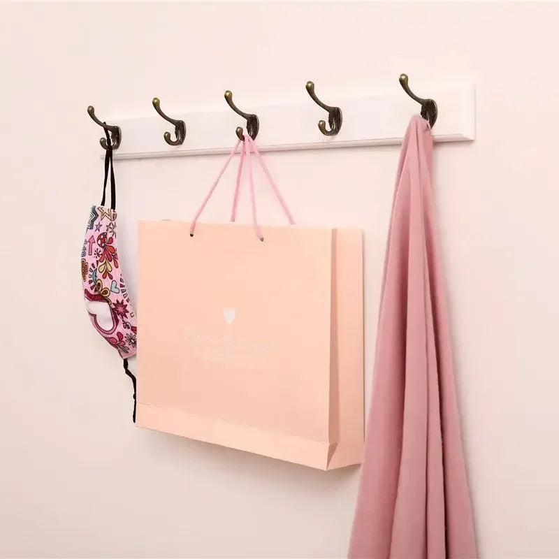 Wall Mounted Solid Wood Coat Rack | Pine Hallway Organizer with Multi-Row Hooks
