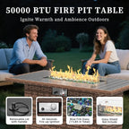 8-Piece Outdoor Sectional Sofa Set with Fire Pit Table — All-Weather PE Wicker Patio Conversation Set