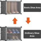 12-Compartment Modular Shoe Cabinet | Stackable DIY Organizer with Plastic Doors — Black