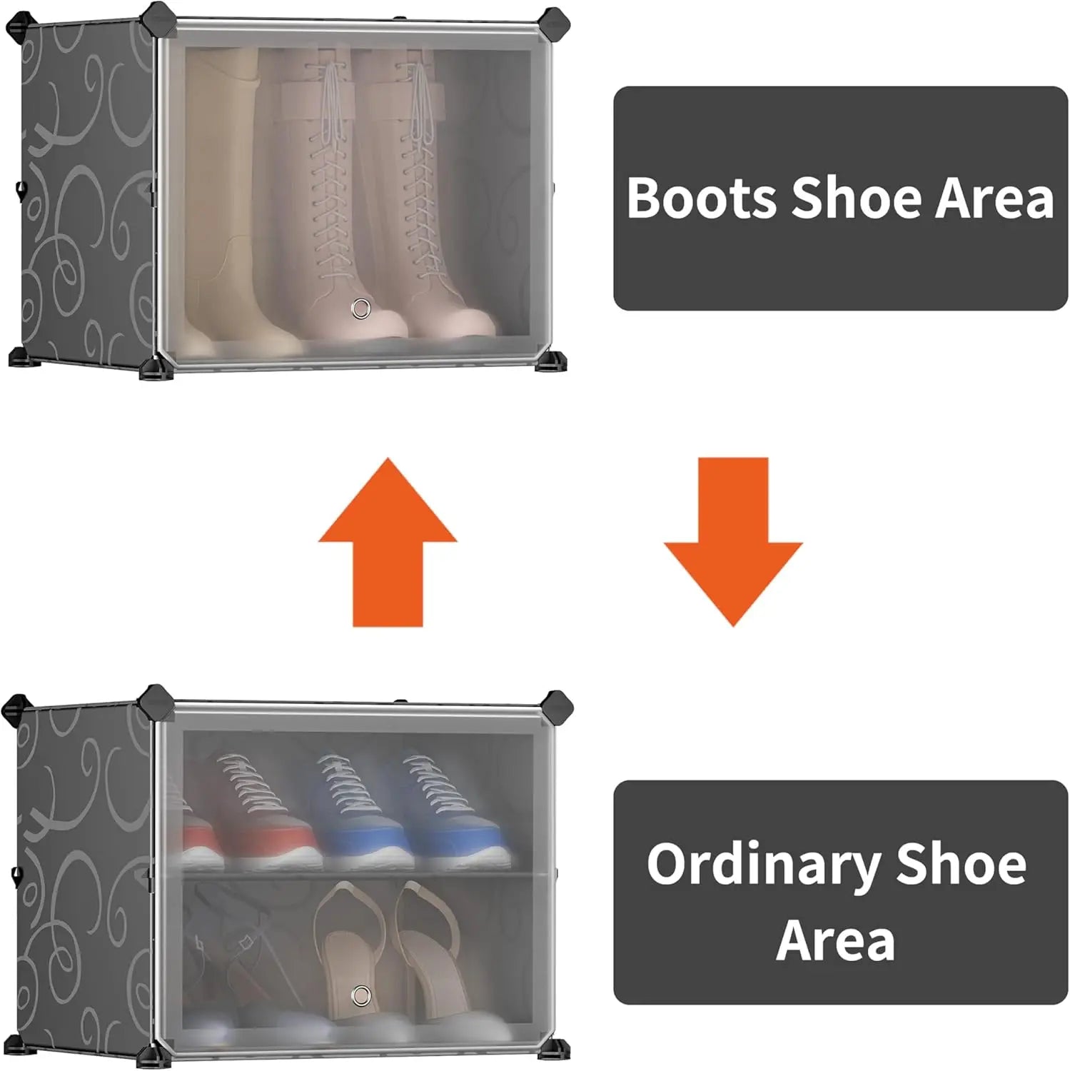 12-Compartment Modular Shoe Cabinet | Stackable DIY Organizer with Plastic Doors — Black