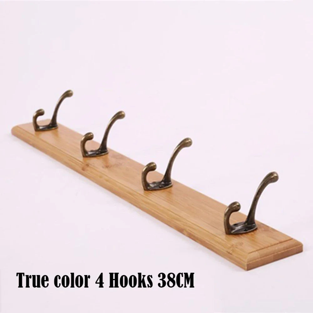Wall Mounted Solid Wood Coat Rack | Pine Hallway Organizer with Multi-Row Hooks
