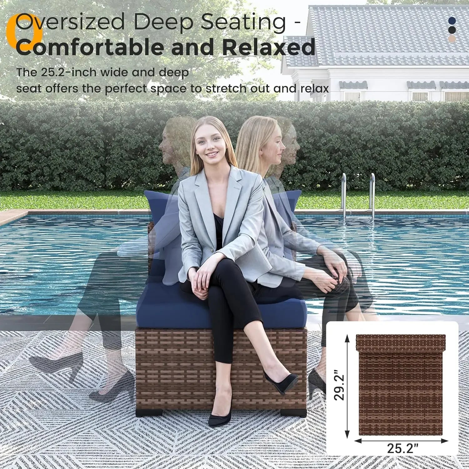 8-Piece Outdoor Sectional Sofa Set with Fire Pit Table — All-Weather PE Wicker Patio Conversation Set
