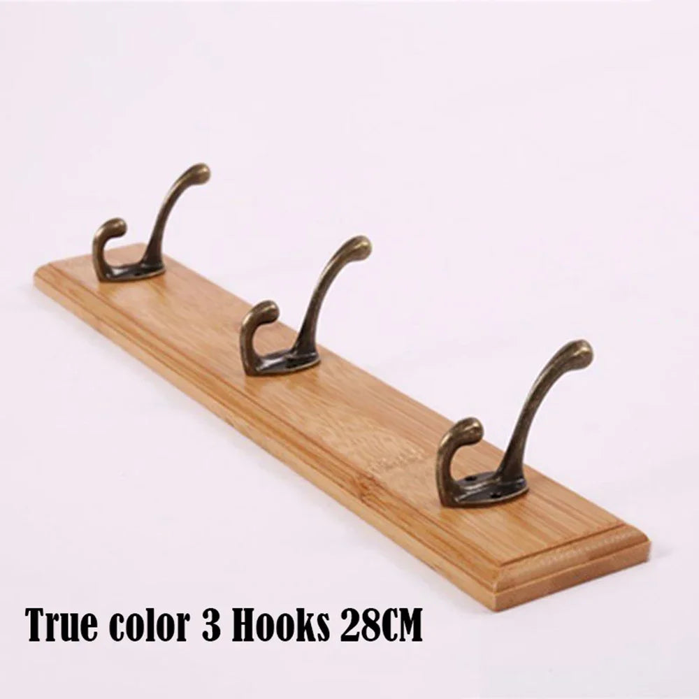 Wall Mounted Solid Wood Coat Rack | Pine Hallway Organizer with Multi-Row Hooks