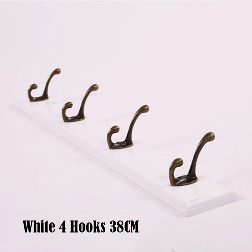 Wall Mounted Solid Wood Coat Rack | Pine Hallway Organizer with Multi-Row Hooks
