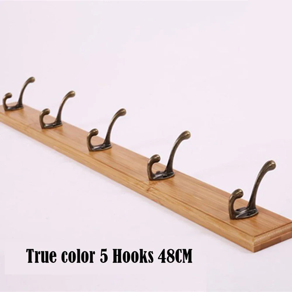 Wall Mounted Solid Wood Coat Rack | Pine Hallway Organizer with Multi-Row Hooks