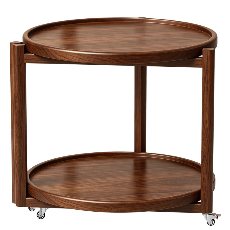 Rolling Side Table with Wheels-15.7"D