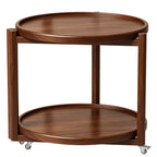 Rolling Side Table with Wheels-15.7"D