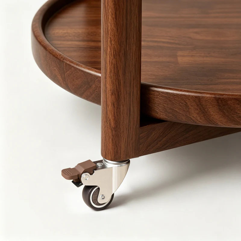 Rolling Side Table with Wheels-15.7"D